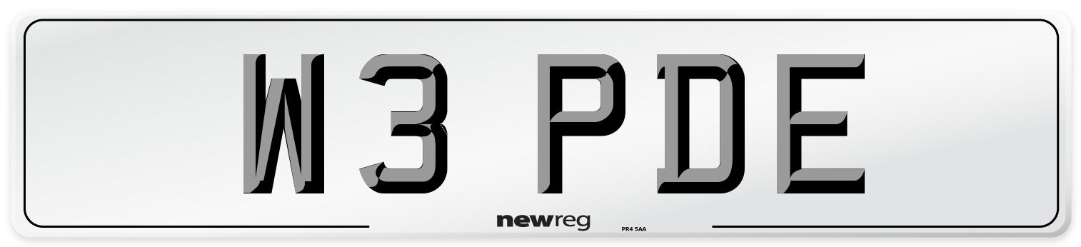 W3 PDE Number Plate from New Reg